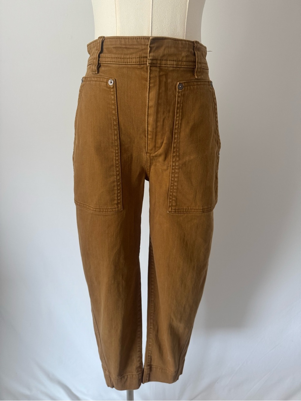 Gap Barrel Khaki High Rise Curved Leg Pants Tobacco Brown 00 Petite